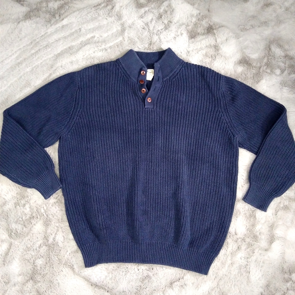 Vintage LL Bean Button Collar Sweater Oversized Fit XL